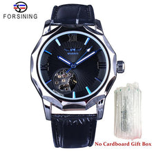 Load image into Gallery viewer, Winner Blue Ocean Geometry Design Transparent Skeleton Dial Mens Watch