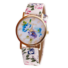 Load image into Gallery viewer, Luxury Flower Patterns Leather Band Analog Quartz Watch