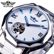 Load image into Gallery viewer, Winner Blue Ocean Geometry Design Transparent Skeleton Dial Mens Watch