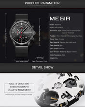 Load image into Gallery viewer, [Men] MEGIR Stainless Steel Watch
