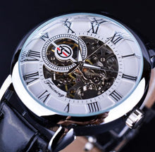 Load image into Gallery viewer, [Men] Forsining 3d Logo Design Hollow Engraving Black Gold Men Watch
