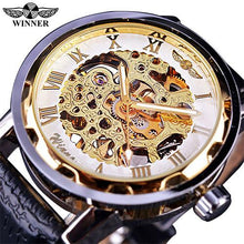 Load image into Gallery viewer, [Men] Winner Black Gold Clock Relogios Skeleton Watch
