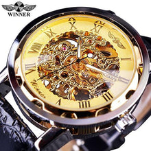 Load image into Gallery viewer, [Men] Winner Black Gold Clock Relogios Skeleton Watch
