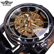 Load image into Gallery viewer, [Men] Winner Black Gold Clock Relogios Skeleton Watch
