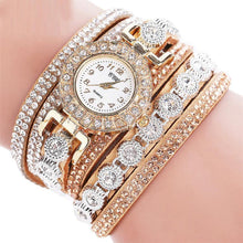 Load image into Gallery viewer, Quartz Women PU Leather  Rhinestone Watch Bracelet Watch
