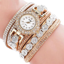 Load image into Gallery viewer, Quartz Women PU Leather  Rhinestone Watch Bracelet Watch
