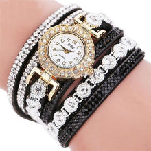 Load image into Gallery viewer, Quartz Women PU Leather  Rhinestone Watch Bracelet Watch
