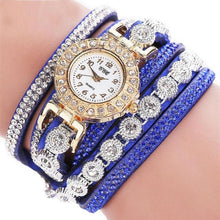 Load image into Gallery viewer, Quartz Women PU Leather  Rhinestone Watch Bracelet Watch
