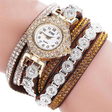 Load image into Gallery viewer, Quartz Women PU Leather  Rhinestone Watch Bracelet Watch
