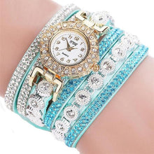 Load image into Gallery viewer, Quartz Women PU Leather  Rhinestone Watch Bracelet Watch
