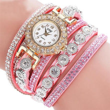 Load image into Gallery viewer, Quartz Women PU Leather  Rhinestone Watch Bracelet Watch
