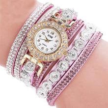 Load image into Gallery viewer, Quartz Women PU Leather  Rhinestone Watch Bracelet Watch
