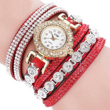 Load image into Gallery viewer, Quartz Women PU Leather  Rhinestone Watch Bracelet Watch
