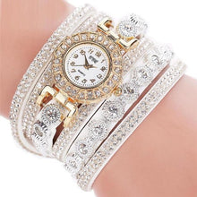 Load image into Gallery viewer, Quartz Women PU Leather  Rhinestone Watch Bracelet Watch
