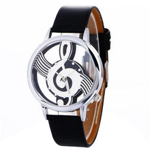 Load image into Gallery viewer, stylish Musical Note Painting Leather Bracelet Lady Womans Wrist Watch
